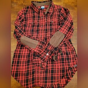 Red and Black Plaid Women's Top